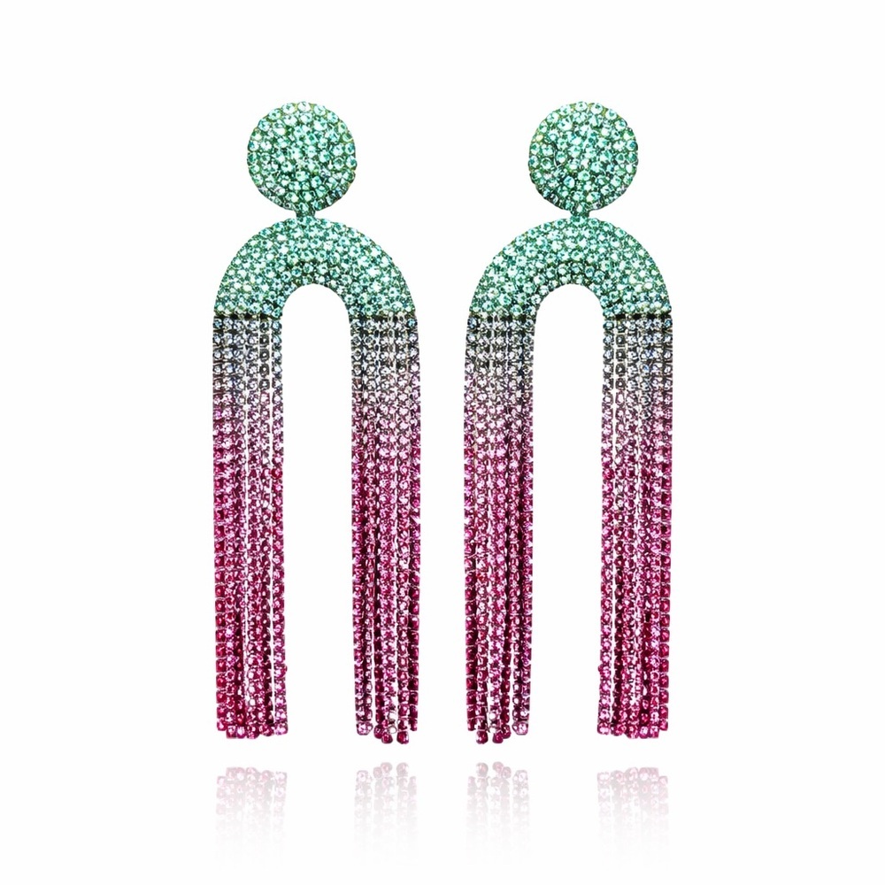 ⚜️ Elegant Spring Pink and Green Ombre Earrings